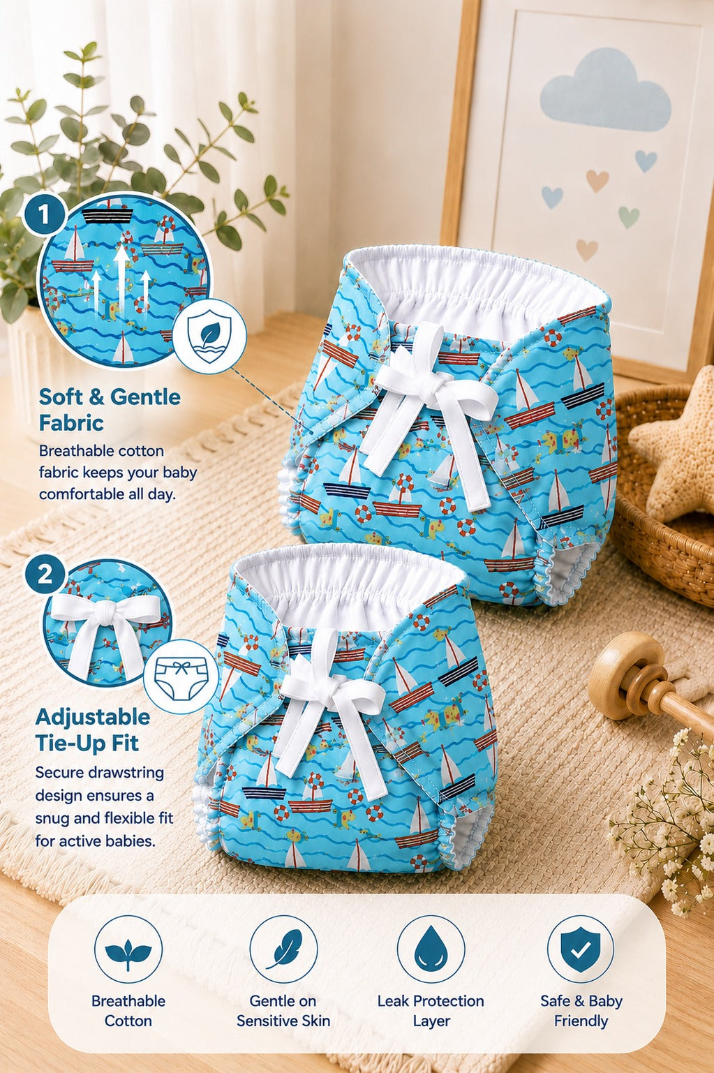 Blue Printed Reusable Langot