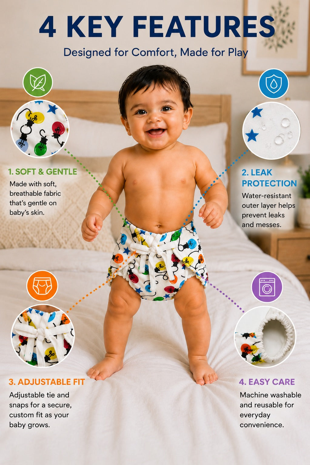 White Printed Reusable Langot