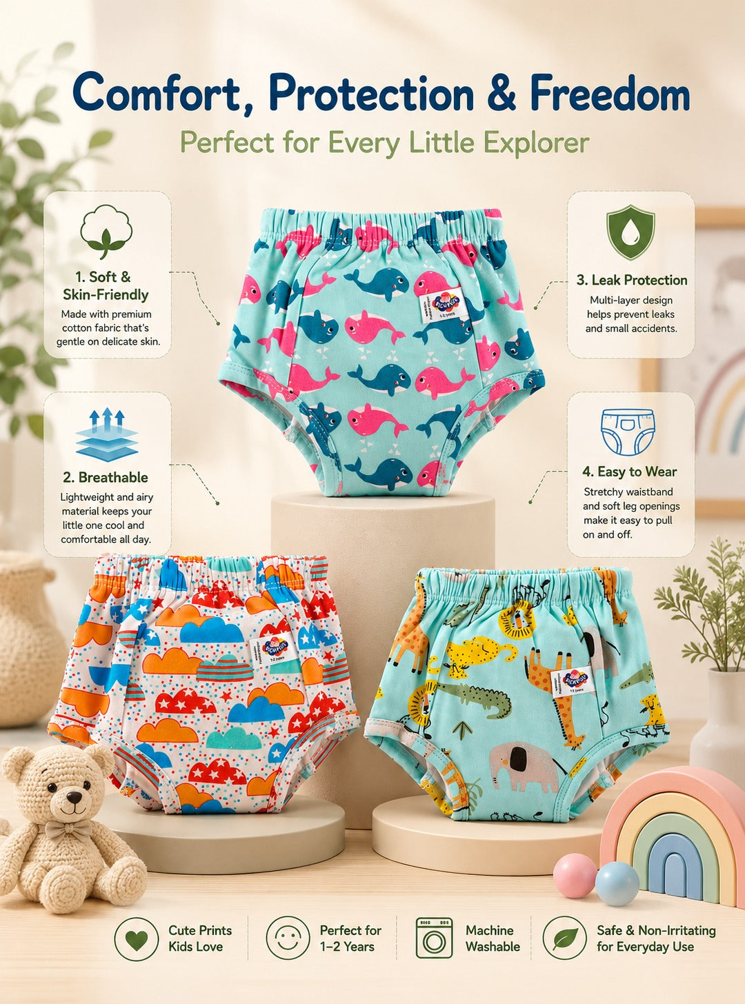 3 pc Reusable cloth Diapers