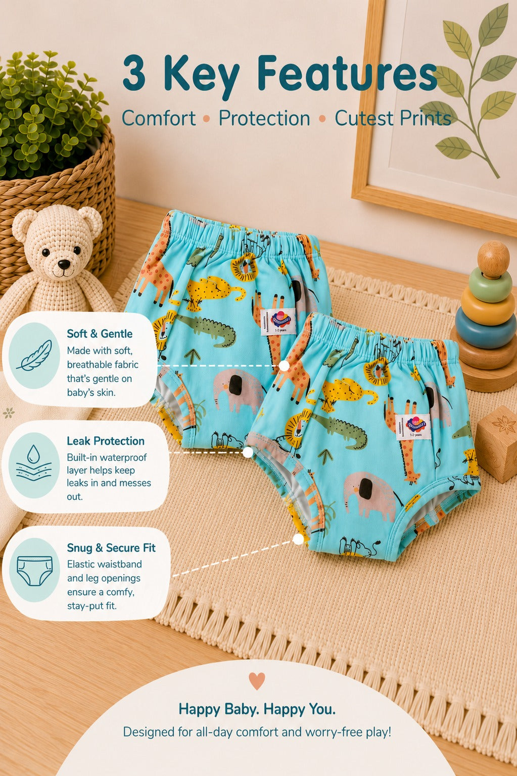 Printed Reusable cloth Diapers