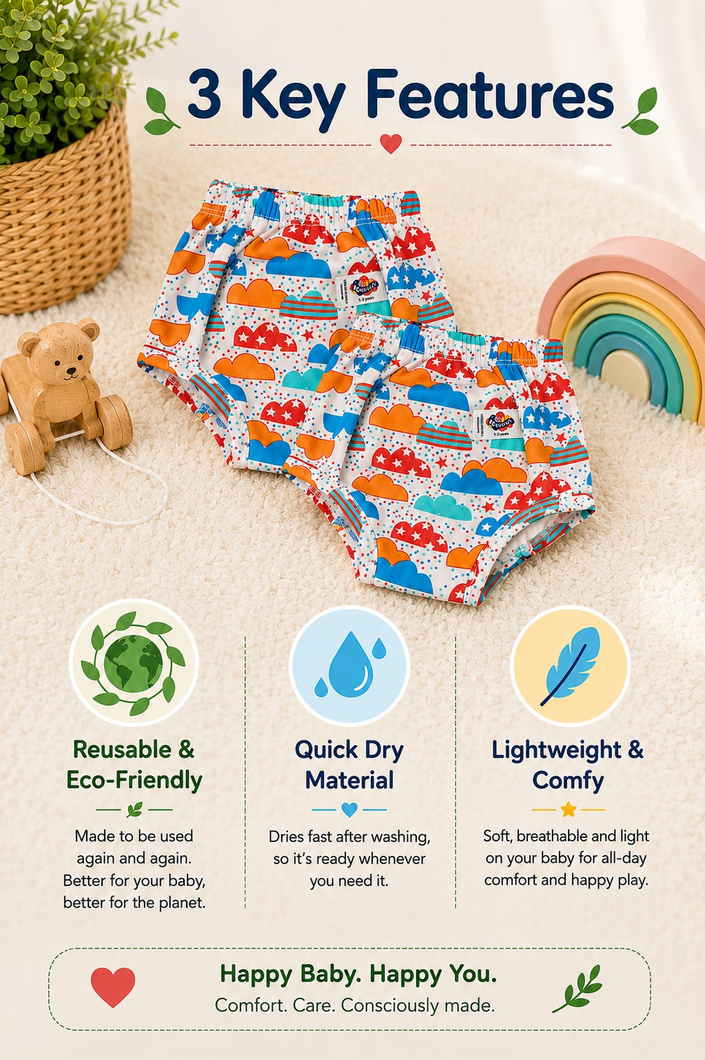 Printed Reusable cloth Diapers