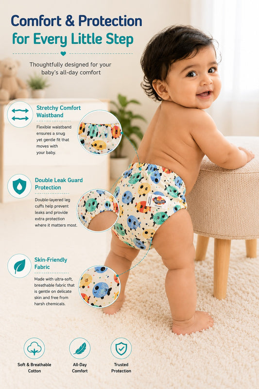 White printed cloth Diapers