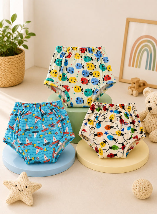 3 pc Printed Reusable Diapers