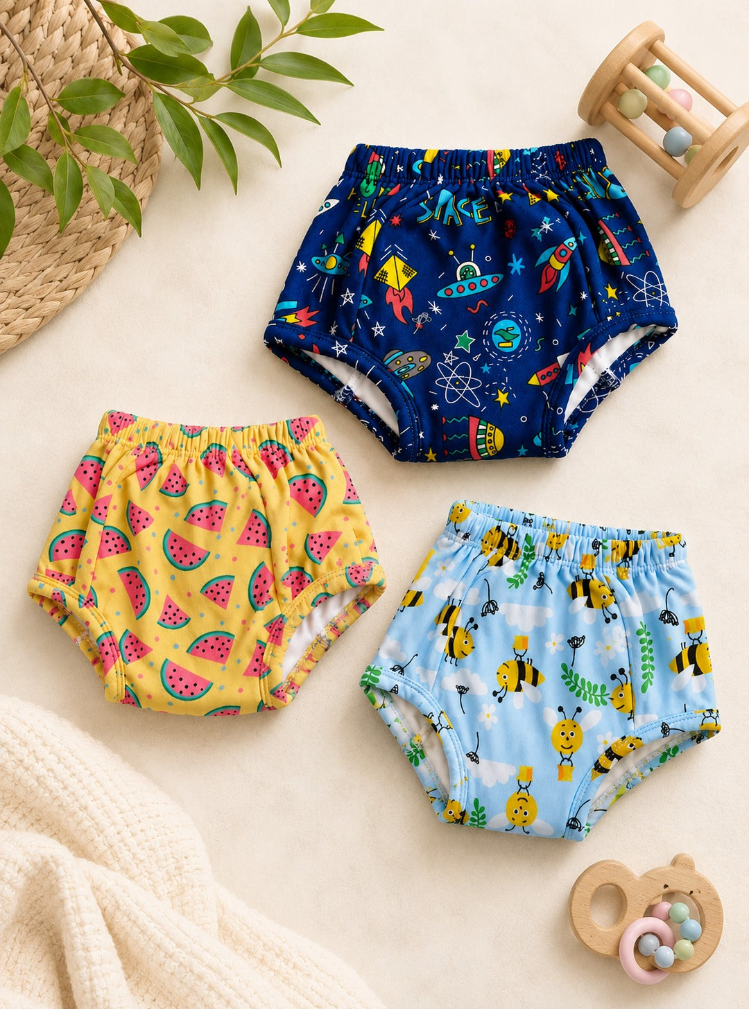 3 pc Printed Reusable Diapers