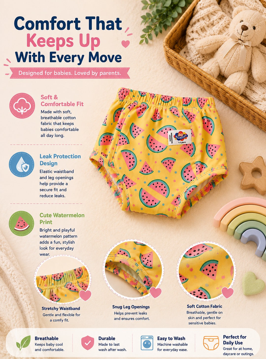 Watermelon Printed Cloth Diaper
